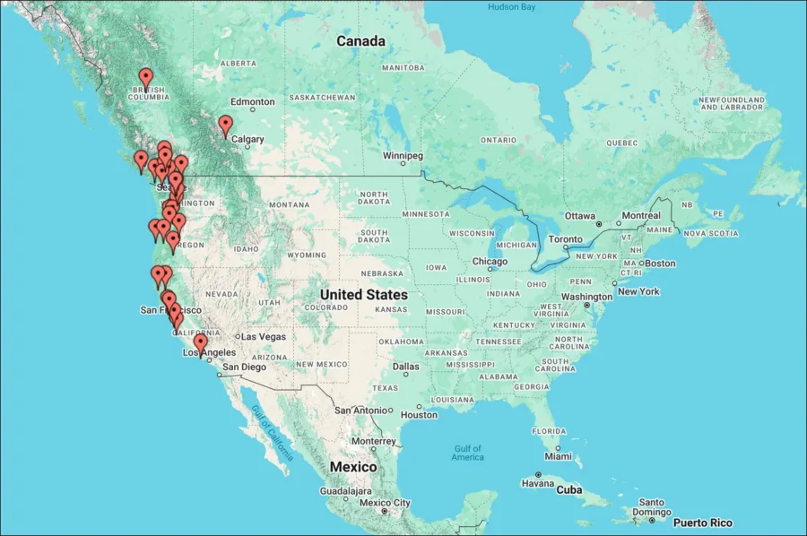 Douglas Squirrels locations North America